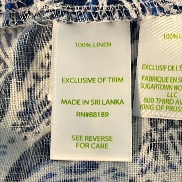 Lilly Pulitzer Mermaid Tail 100% Linen Pants Bal Harbor Size XS Blue White - Picture 10 of 13